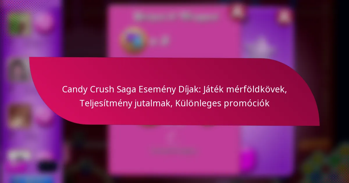 Candy Crush Saga Esemény Díjak: Játék mérföldkövek, Teljesítmény jutalmak, Különleges promóciók