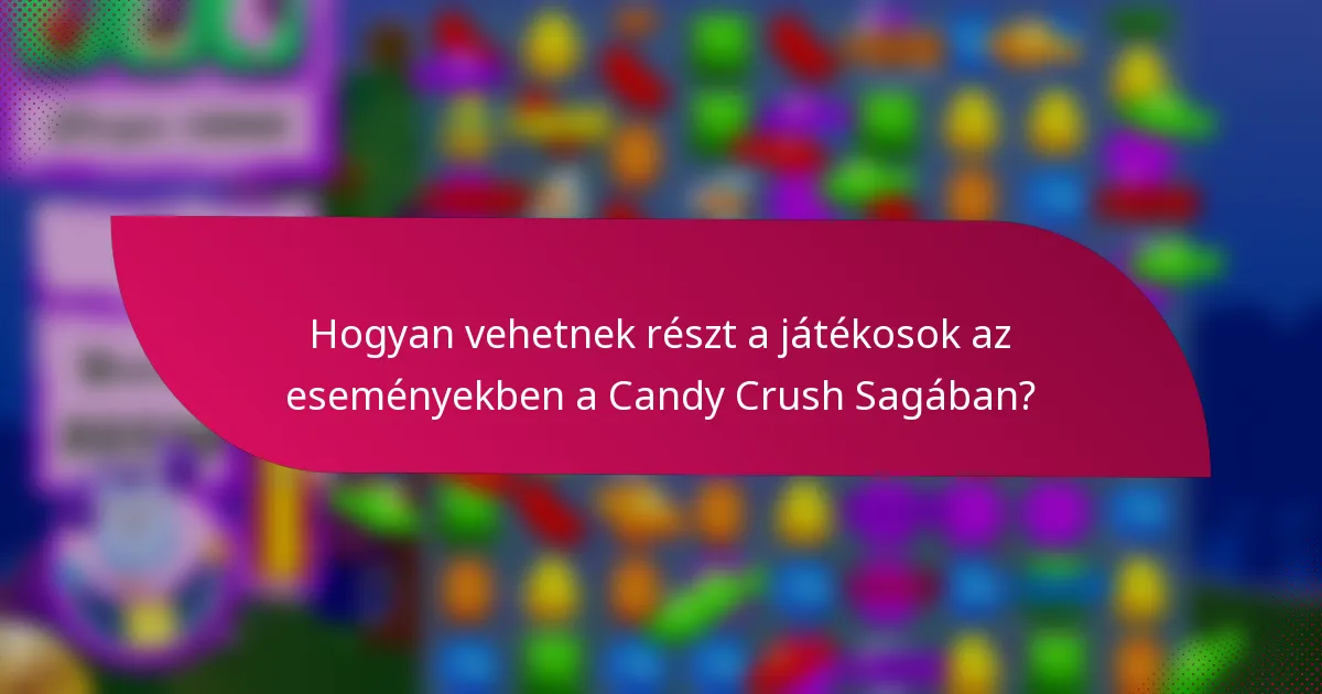 Hogyan vehetnek részt a játékosok az eseményekben a Candy Crush Sagában?